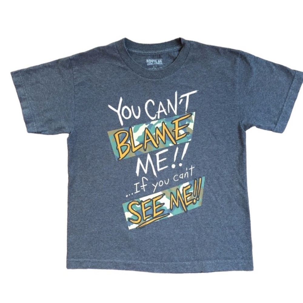 Route 66 Boys Large Short Sleeve Gray & Camo You Can’t Blame Me Tee